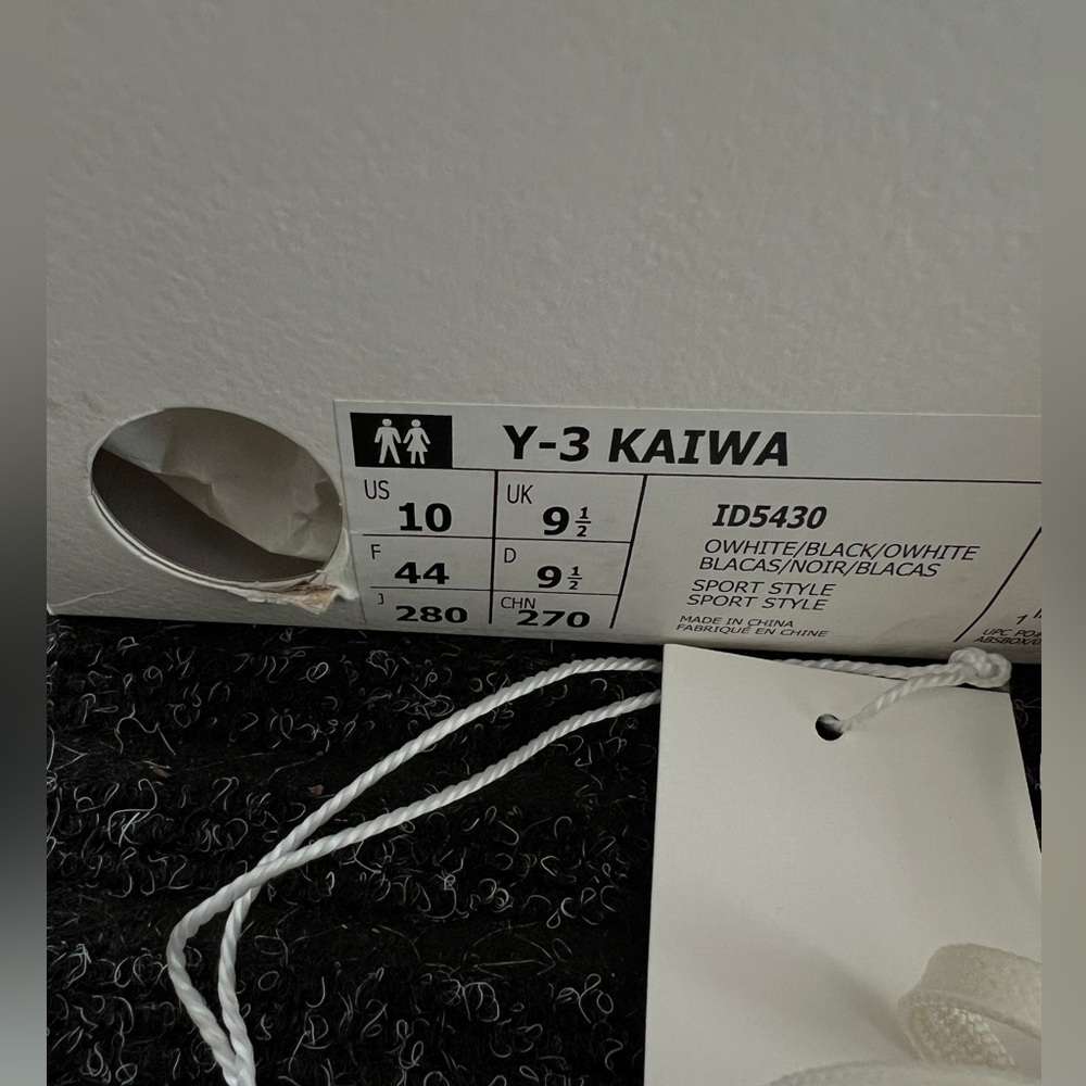 Y3 Kaiwa Adidas sneakers off white black Men's 10 original Box and tags lace - Picture 4 of 14